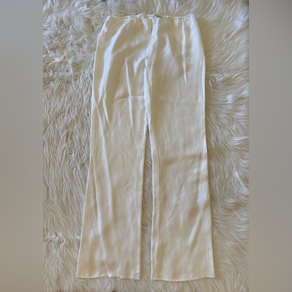 Colleen Allen New Silk Slip Trouser Pants White Small